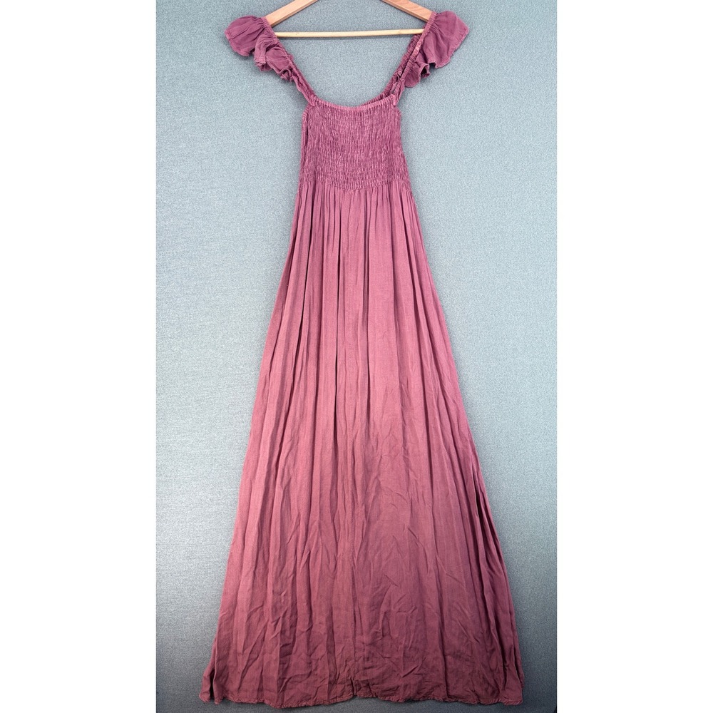 Raviya Extratropical Maxi Dress Small Mauve Smocked Ruffle Boho Prairie Western - Picture 5 of 9